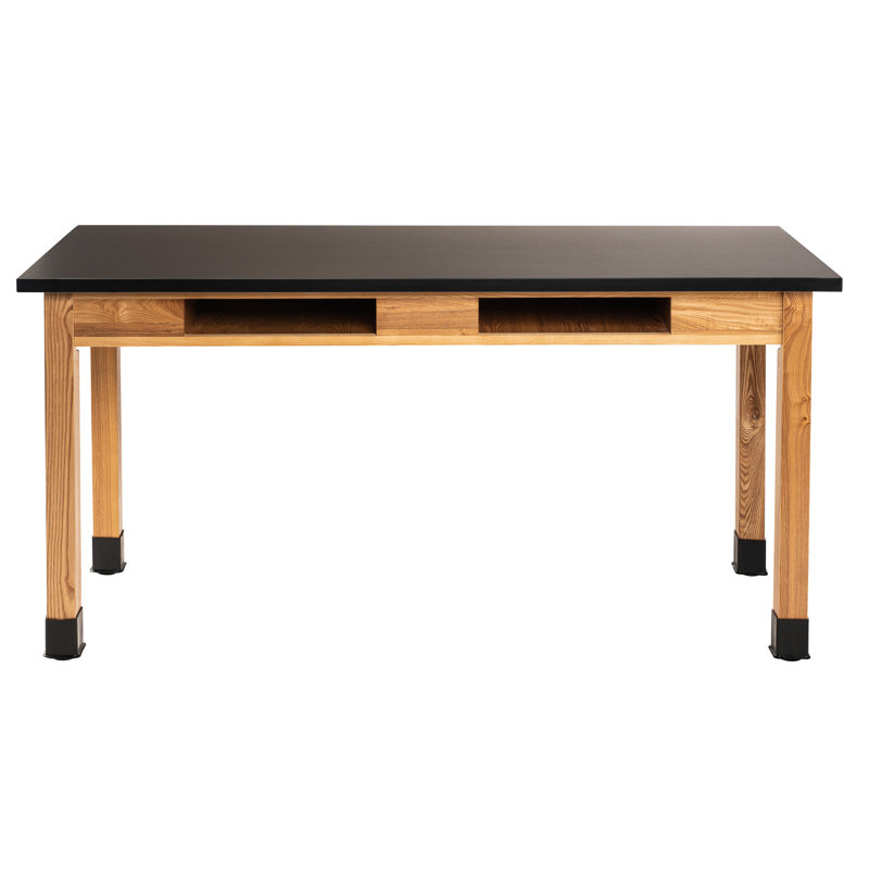 Table de science en bois 30 po avec compartiments à livres, H 30 po x l 72 po x P 30 po, Résistant aux produits chimiques