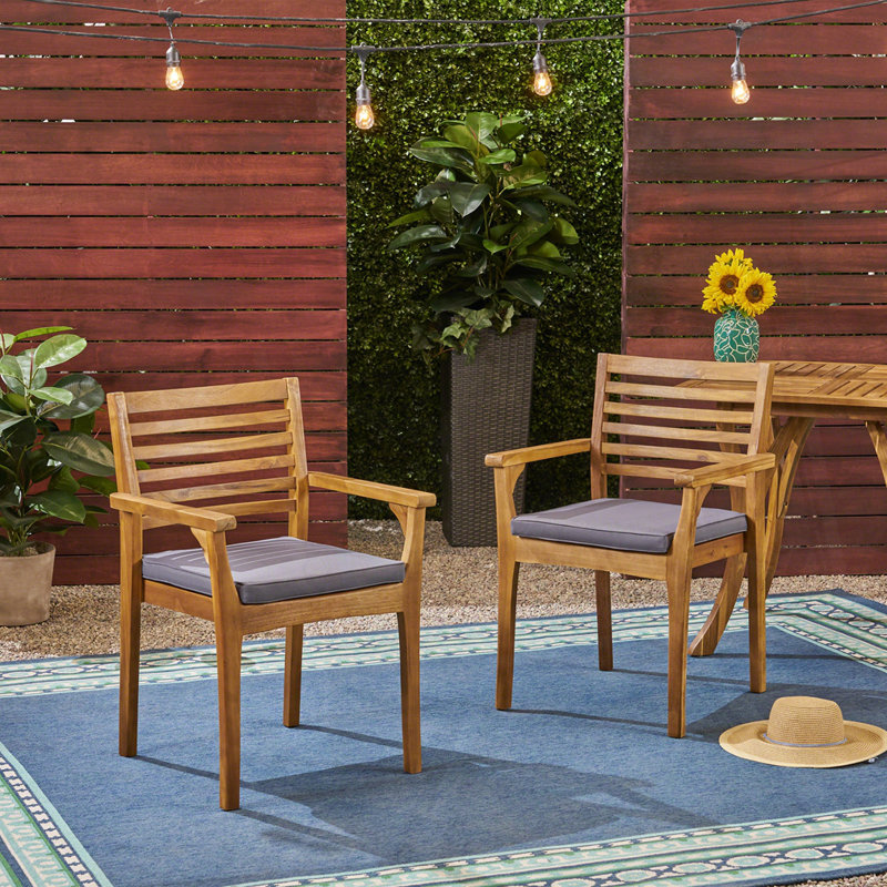 Set Of 2 Acacia Wood Patio Chair, Gray