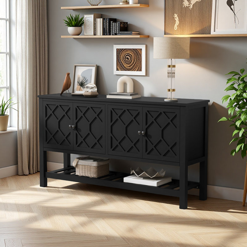 Élégante table de hall d'entrée avec une conception de porte polyvalente, idéale pour le bureau, Noir
