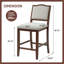 Ensemble de 2 tabourets de bar à hauteur de comptoir - 2 tabourets de bar rustiques avec structure en bois d'hévéa, dossier ergonomique, polyvalent pour îlot de cuisine, salle à manger-200719276