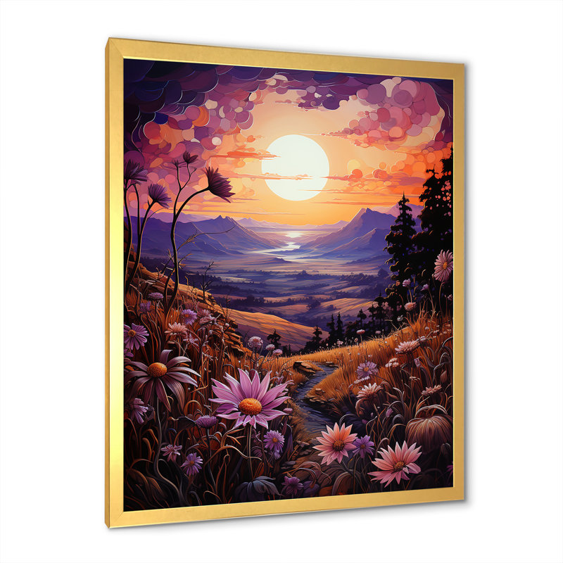 Enchanted Fields Sunflowers sur impression sur toile, Cadre photo doré simple, H 44 po x l 34 po x P 1,5 po