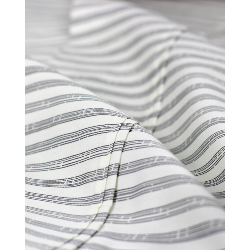 Cobbett 400 Thread Count Striped 100% Cotton Sheet Set, Queen, Gray