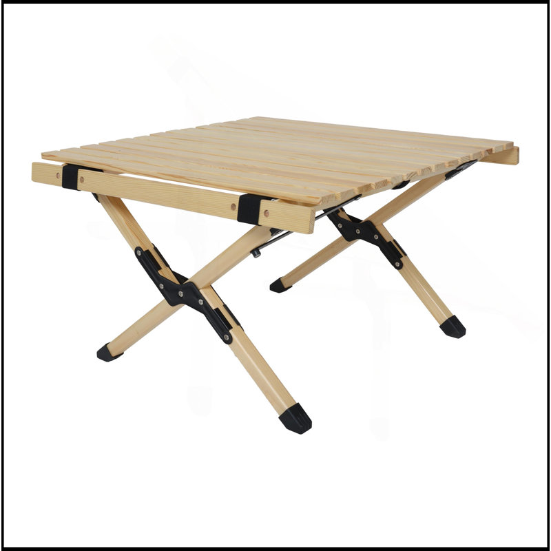 Table de pique-nique portable et pliable d'extérieur - Bois de hêtre naturel avec structure en X pour le camping et les petits espaces