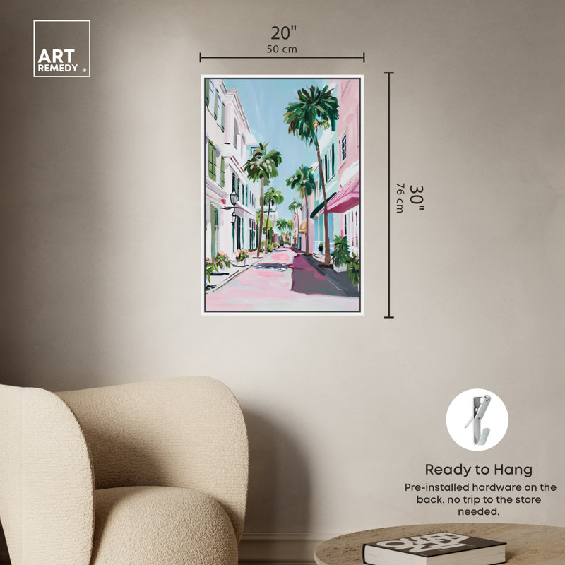 Down the Avenue, Cadre blanc, H 31 po x l 21 po