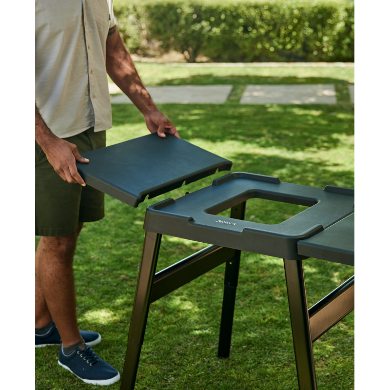 Ninja Black Plastic Grill Side Table with Hooks