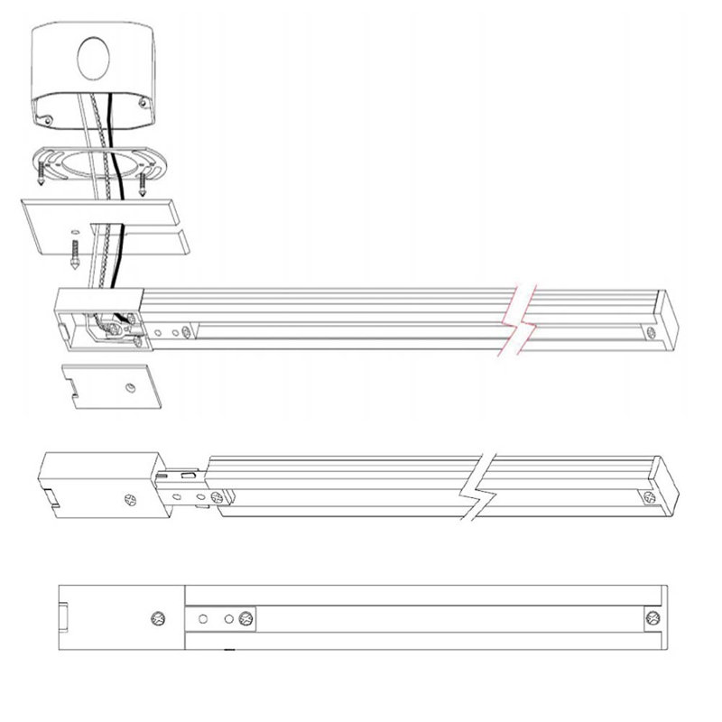 Connecteur J-Track Live End, Brushed Nickel, Série Juno