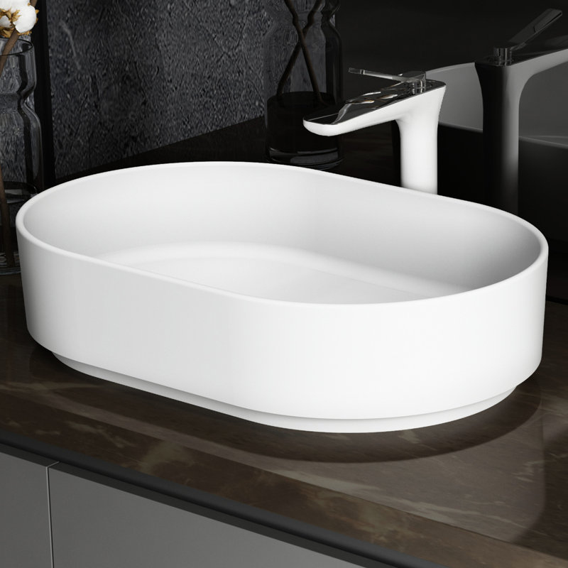 Lavabo à surface solide - blanc mat. Style contemporain, facile à nettoyer. 22,48 po Profondeur, 14,88 de largeur. 5,39 de hauteur. 17,29 lb Poids. Pas d'égouttoir ni de piédestal, trop grand, contemporain. Sans et