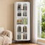 Armoire de coin de 73 po, armoire de rangement en métal avec portes et tablettes réglables, rangement de coin élégant et peu encombrant pour vestibule, salle de bain, chambre à coucher, salle à manger, salon, bureau (blanc)