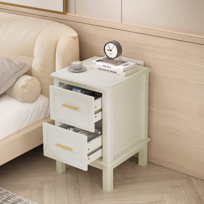 Table de chevet avec 2 tiroirs, table de chevet de chambre à coucher, table d'appoint en bois pour les petits espaces