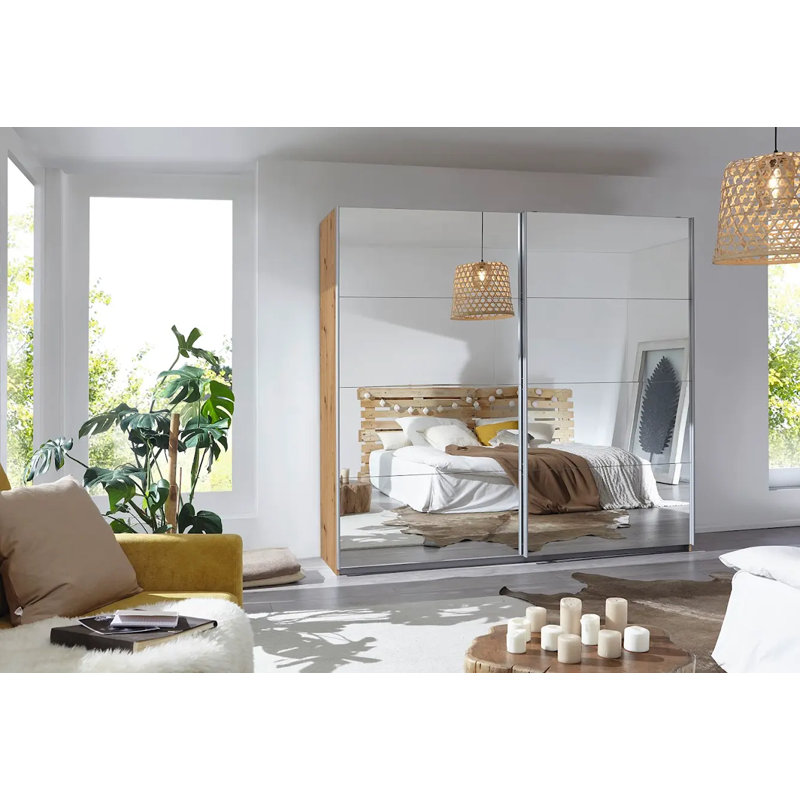 Caracas 3 Door Sliding Wardrobe, Premium, 210cm H x 226cm W x 62cm D, Oak Artisan