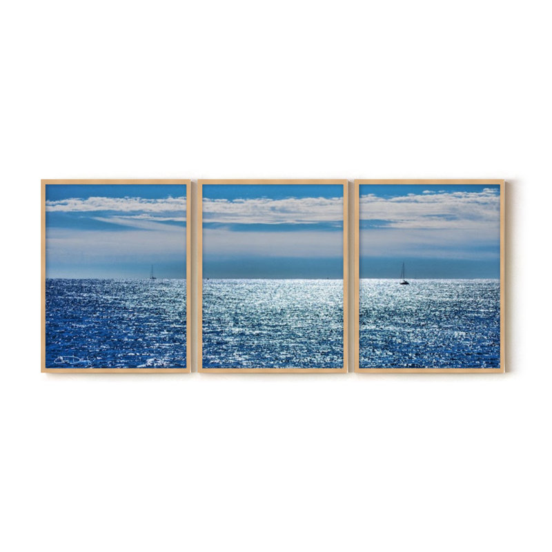 Océan par Christopher Doherty - ensemble de 3 reproductions de photos sur toile, Art mural naturel encadré texturé