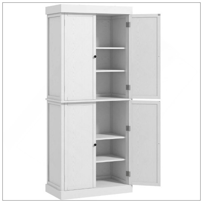 Armoire de cuisine autoportante de style moderne, armoire de cuisine, armoire de rangement avec portes et tablettes, Blanc