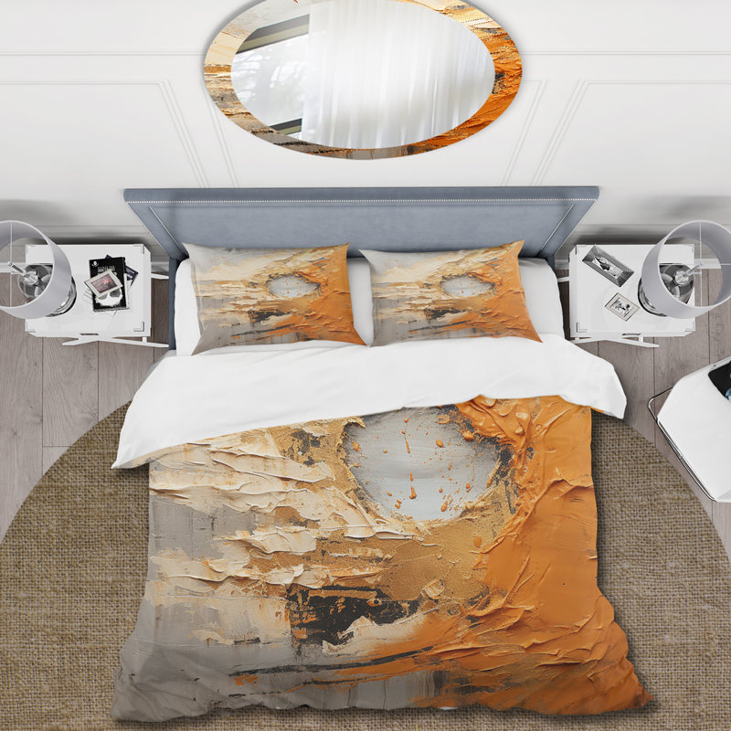Ensemble de housse de couette Gold Orange Desert Mirage Spiral III - Abstract Spirals