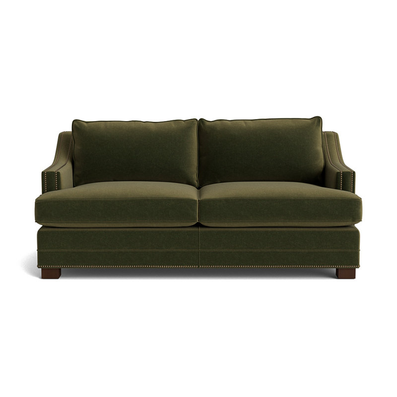 Canapé Keaton Slope avec clous 84, Laiton antique, Performance Velvet - Balsam, Sienna