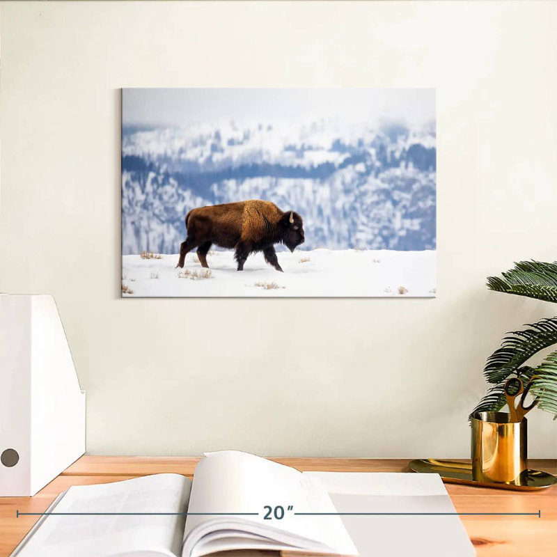 Brampt American Bison During Winter, 8" H x 12" W