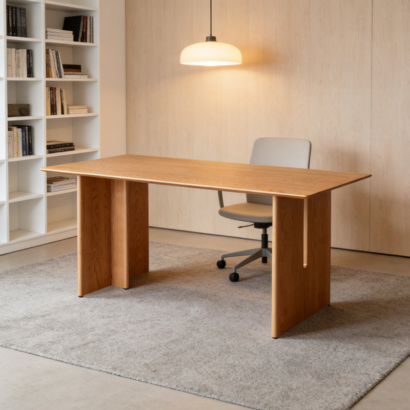 Bureau haut de gamme rectangulaire en bois massif de cerisier