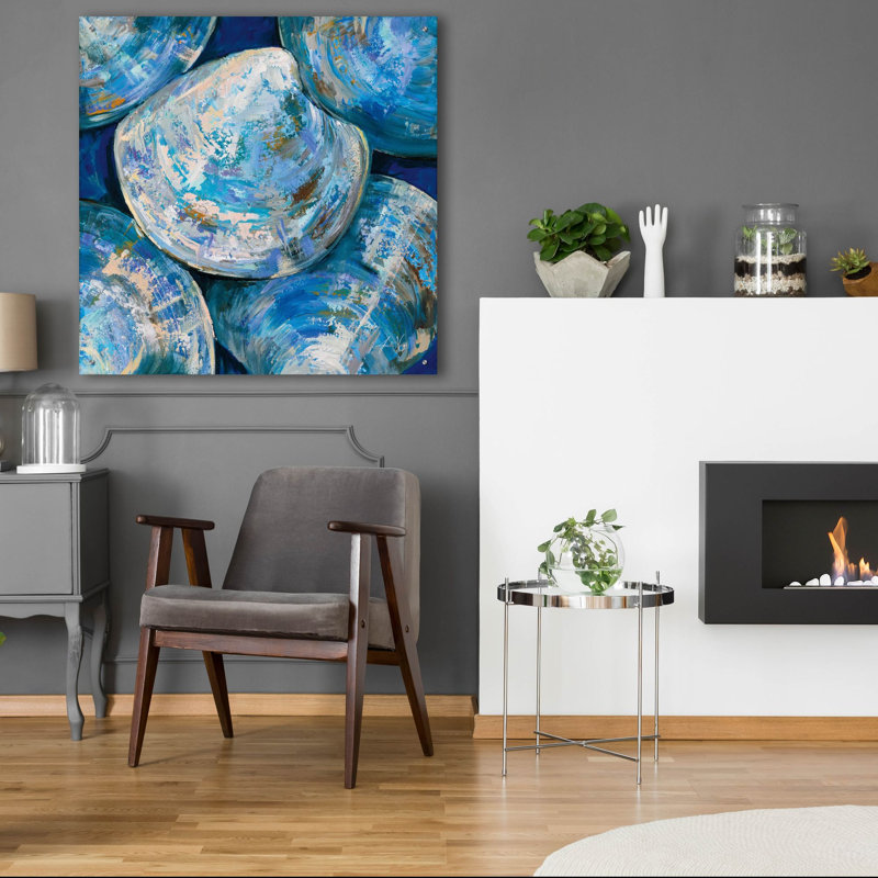 «Blue Cherry Stones» par Jeanette Vertentes, art mural en verre acrylique, H 36 po x l 36 po x P 0,2 po