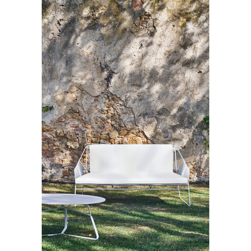 Sandur Outdoor 2 - Seat Loveseat, Taupe Rope/Stainless Steel Frame, Spectrum Cayenne Sunbrella® Plainweave