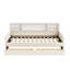 Lit plateforme simple tapissier avec rangement et tiroirs, beige-185838160