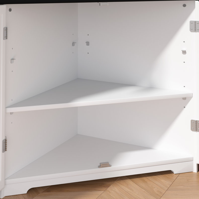 70.9''H Accent Cabinet, Corner Cabinet with Open Shelf, White