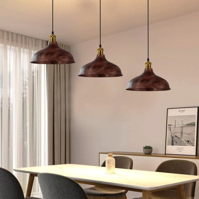 2 - Light Rustic Red Dome Pendant