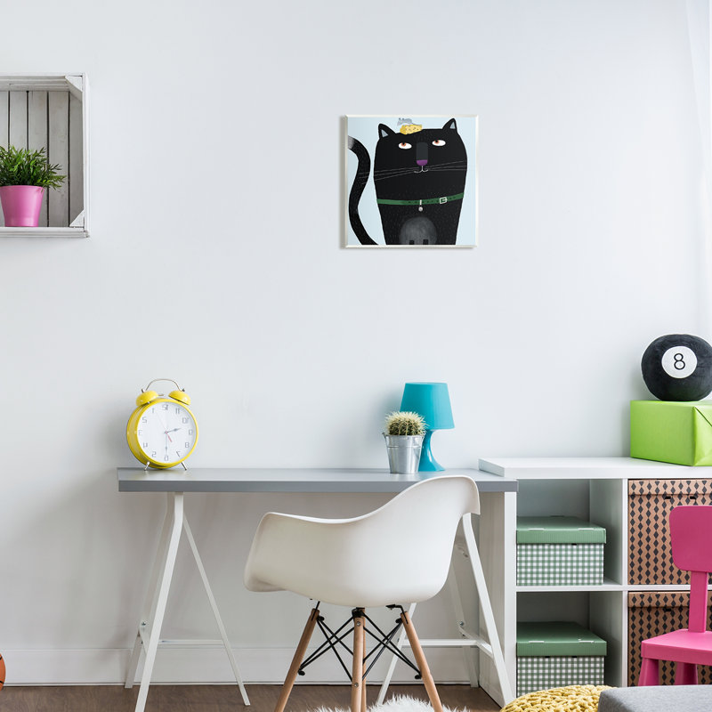 Au-604, estampe numérique, chat et souris, Mdf, L 12 po x H 12 po x P 0,5 po