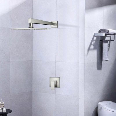 Robinet de pomme de douche mural en nickel brossé - Laiton, valve incluse dans Sparkle