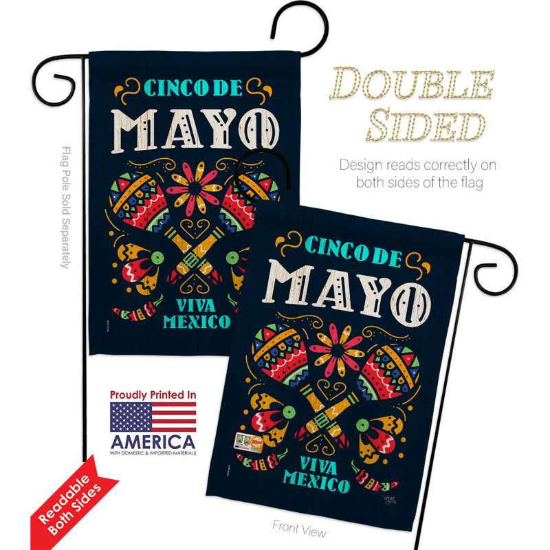 Double Sided 18.5'' H x 13'' W Polyester Cinco De Mayo Flag Set