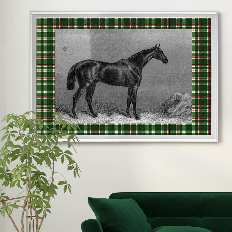 Équitation à carreaux I - reproduction d'art sur toile, Argent, H 26,5 po x l 36,5 po x P 1,5 po