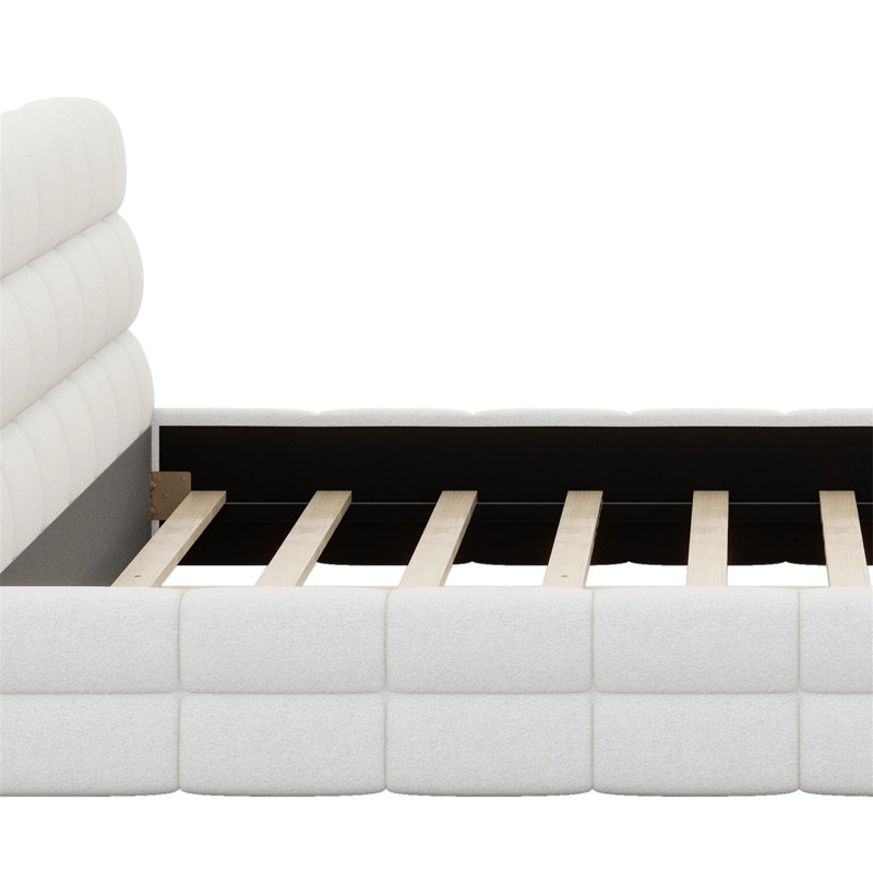 Upholstered Platform Bed, White