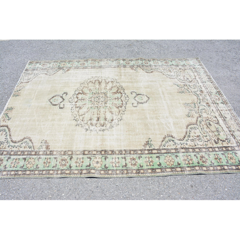 Grand tapis 6 po x 8,1 pi, tapis antiques, tapis turc, tapis rétro, tapis bruns froids, tapis tendance