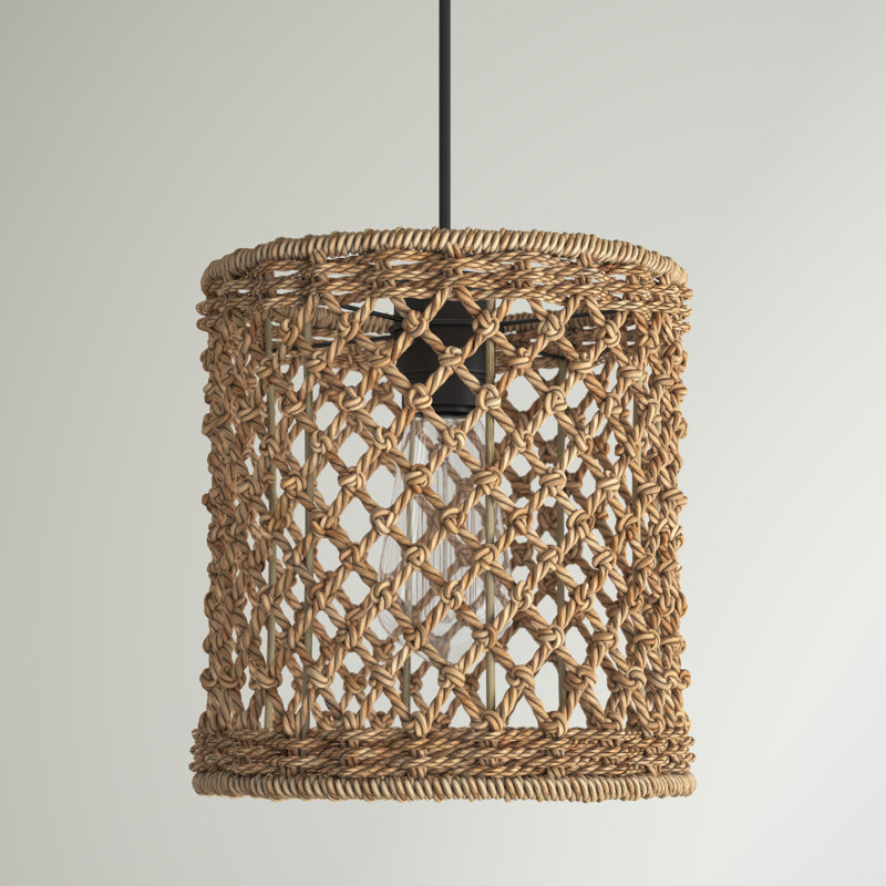 Luminaire suspendu tambour en rotin 1 lumière Zora