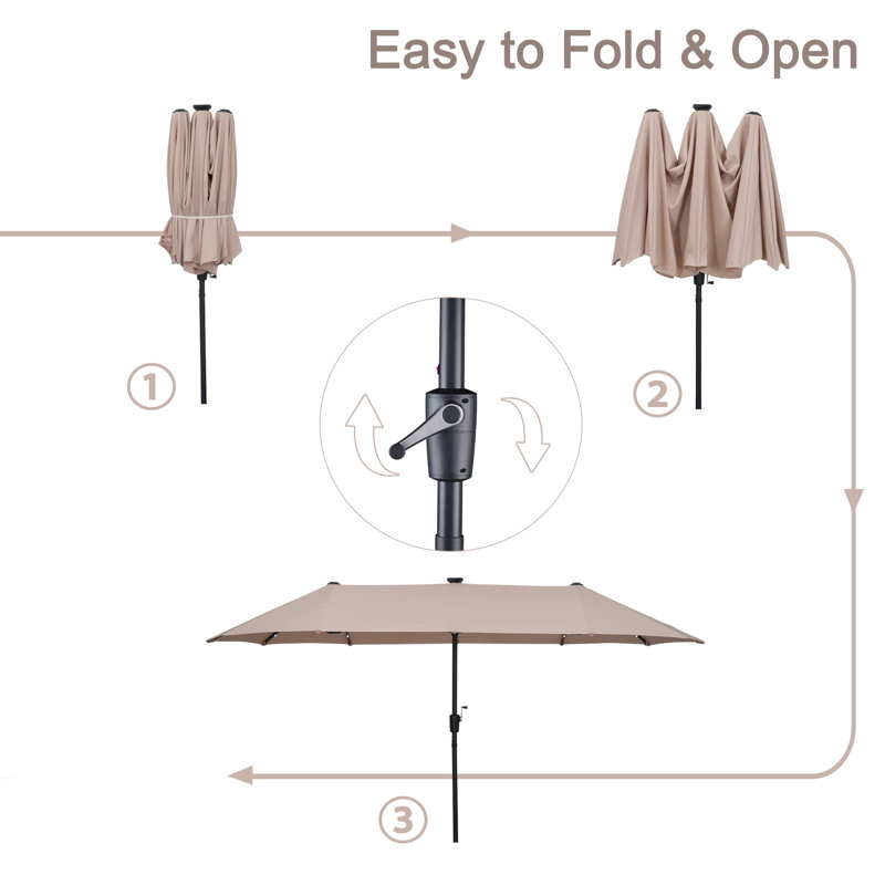 Hopkinton 13FT Rectangular Market Umbrella, Khaki