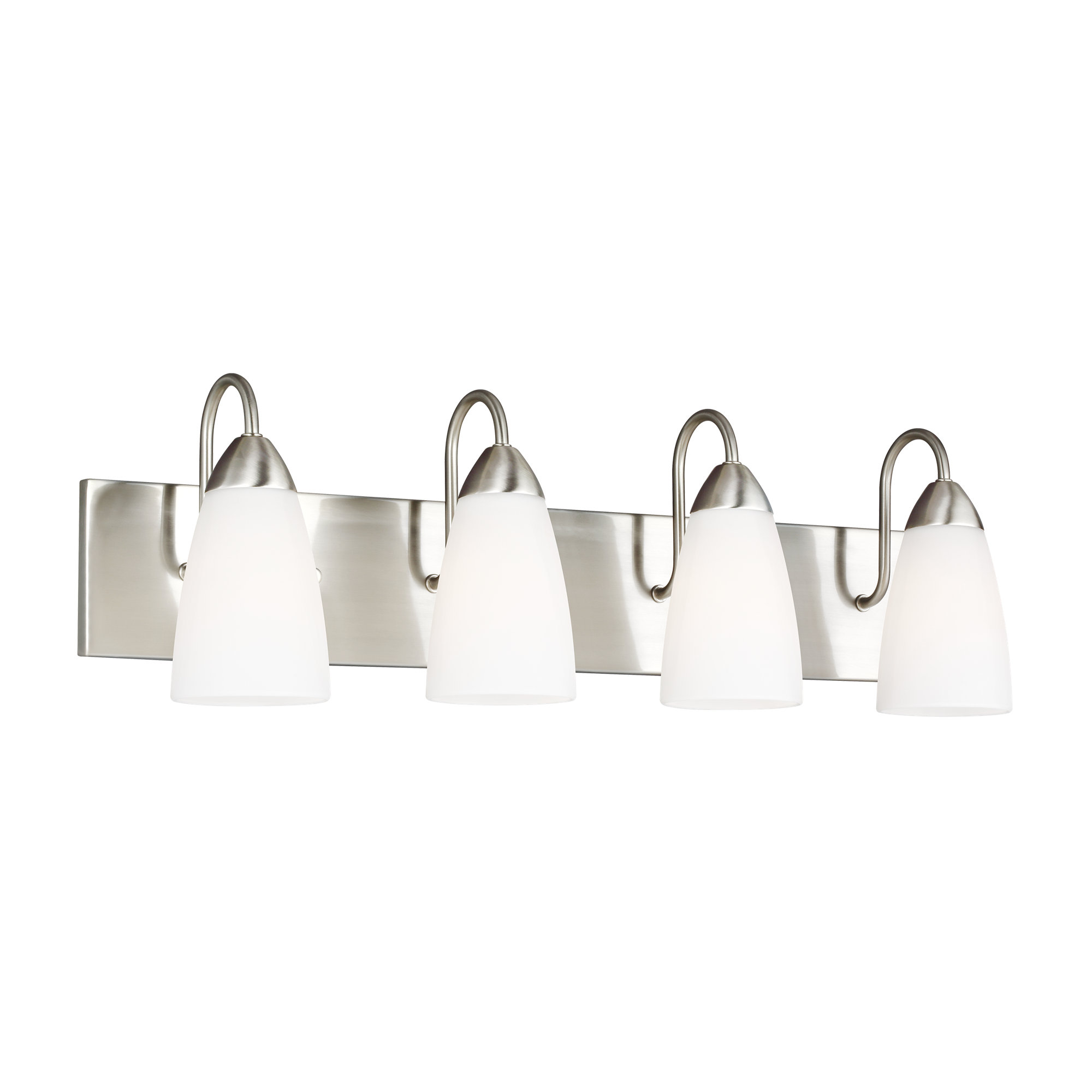4 Light Frosted Dimmable Vanity Light, 4, No, Brushed Nickel