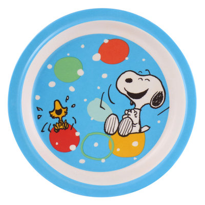Peanuts Fun Times 5 Piece Kid's Bamboo Melamine Dinnerware Set In Blue