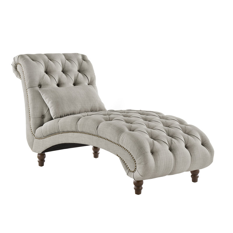 Chaise longue capitonnée sans accoudoirs Huskins, Lin gris étain