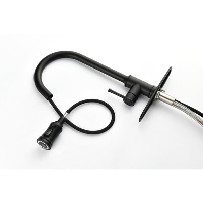 Matt Black Kitchen Faucet, Stainless Steel, Pull Out Spray Feature For Efficient Water Use Steel Faucet In Black, Function