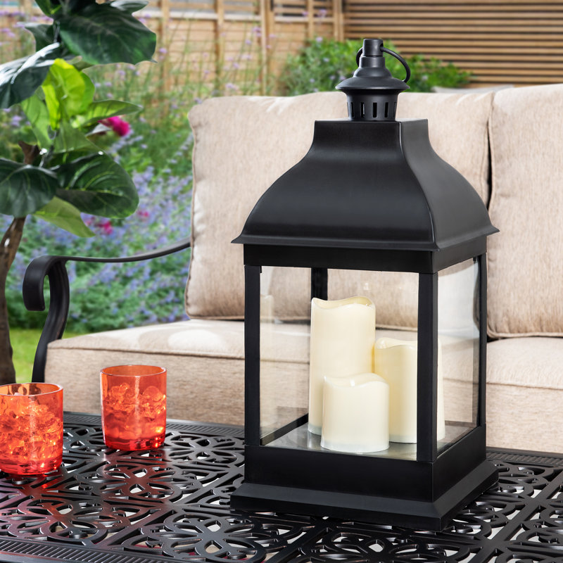 Lanterne d'extérieur à piles 28 po Sunjoy Classic Black, H 20 x l 9,45 x P 9,25