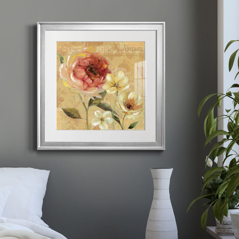 Jardin français III - Reproduction d'art sur papier encadré, H 26,5 po x l 26,5 po x P 1,5 po, Papier avec cadre argenté