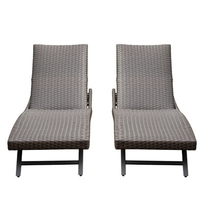 Chaise longue d'extérieur en osier 2 pièces