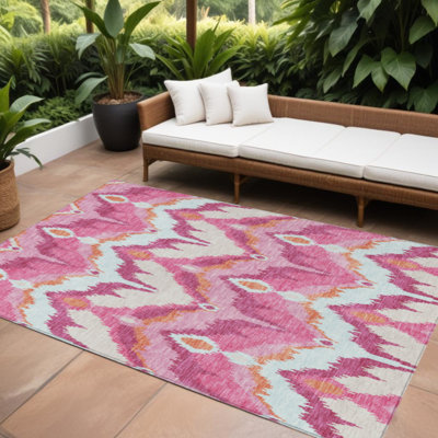 Tapis intérieur lavable ikat mauve rose 9 pi x 12 pi