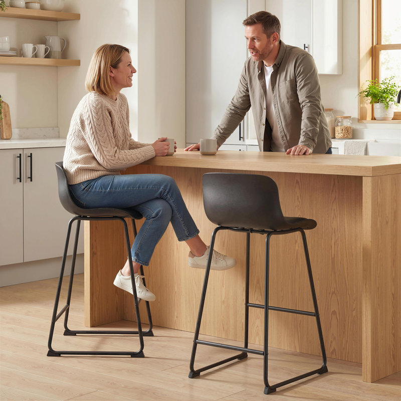 Swivel Upholstered Counter Stool with Metal Frame