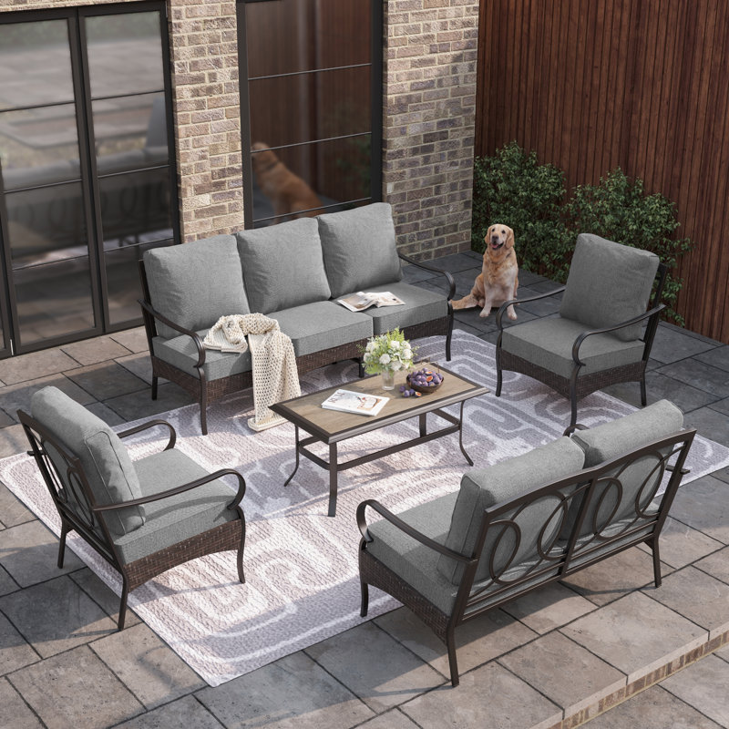 7-person Outdoor Conversation Set With Loveseat, Gray