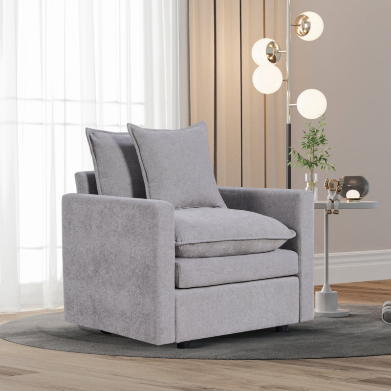 Fauteuil de lecture en tissu Chenille, Gris