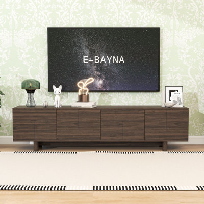 TV Stand with Sturdy Legs, Push-Open Cabinets, Soft-Close Hinges, Adjustable Shelves and Cable Holes