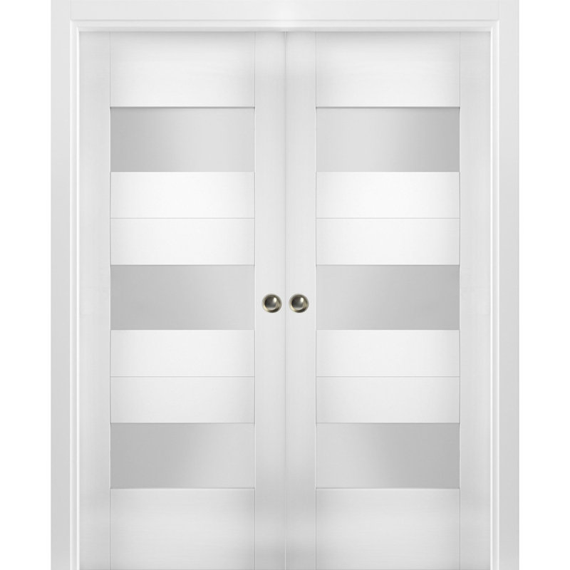 Portes blanches en verre givré Sete, 48 po x 84 po