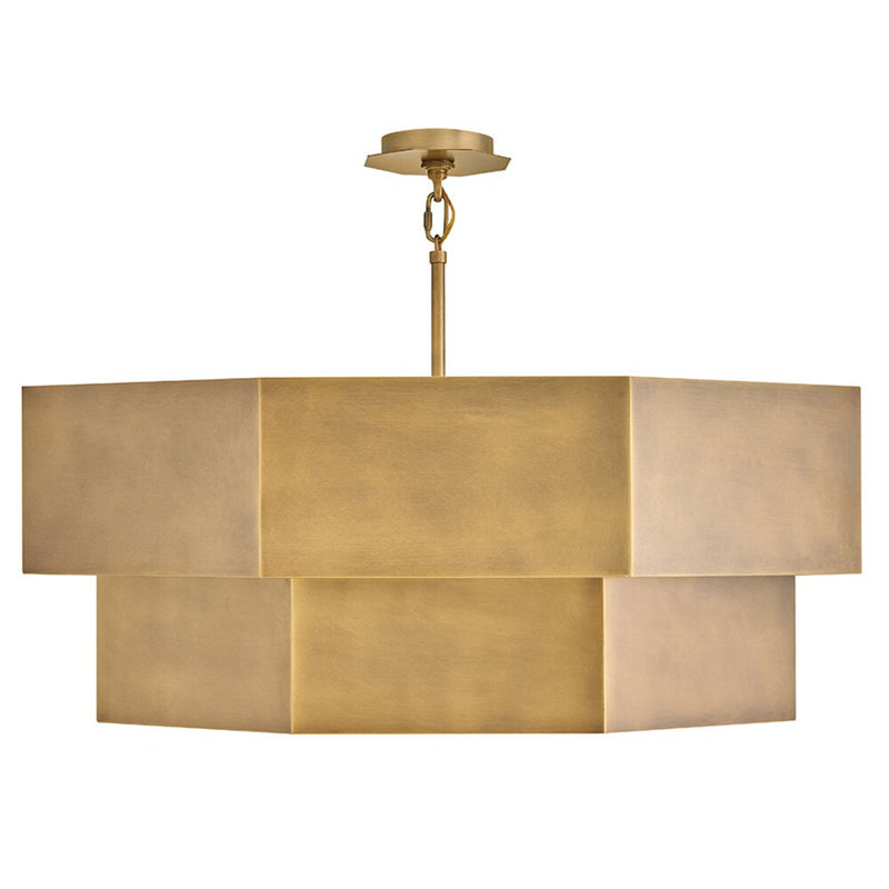 Hinkley Facet Convertible Chandelier, Heritage Brass