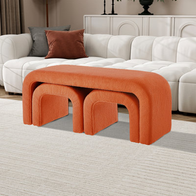 Ensemble de banc de chambre rembourré 3 pièces, ensemble de repose-pieds gigogne moderne