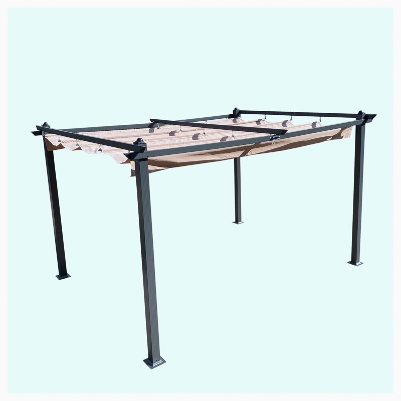 13x10ft Patio Retractable Pergola with Canopy Sun Shelter