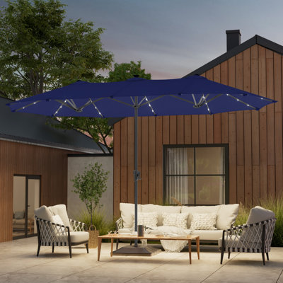13 x 7.2ft Solar-Powered Double-Sided Patio Umbrella with Large Canopy